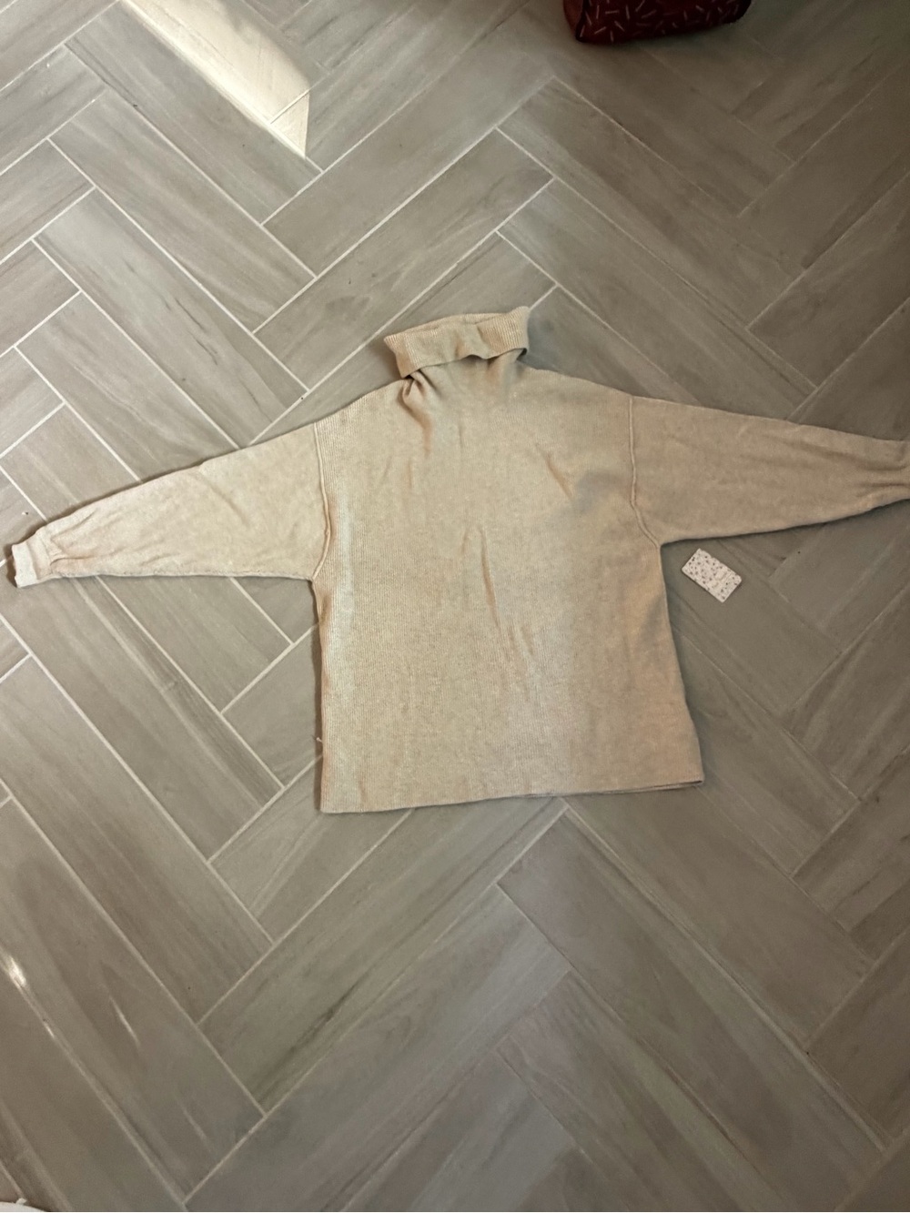Free People Men's Light Beige Turtleneck Sweater
